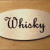 RVS plaatje met tekst "Whisky" laser gegraveerd