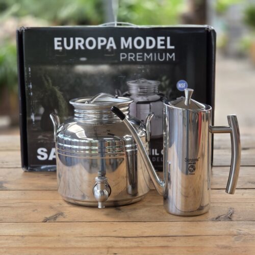 Olijfolievat 3 liter JEWEL + Olijfolie schenkkan 750 ml RVS in cadeauverpakking