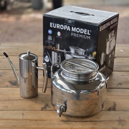 Olijfolievat 5 liter Sansone + Olijfolie schenkkan 750 ml RVS in cadeauverpakking